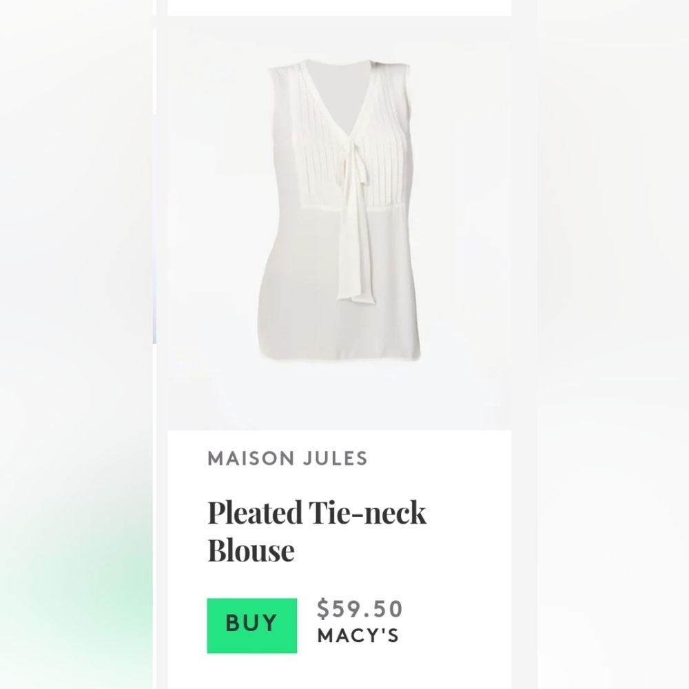 Maison Jules tie-neck pleated sleeveless sheer top